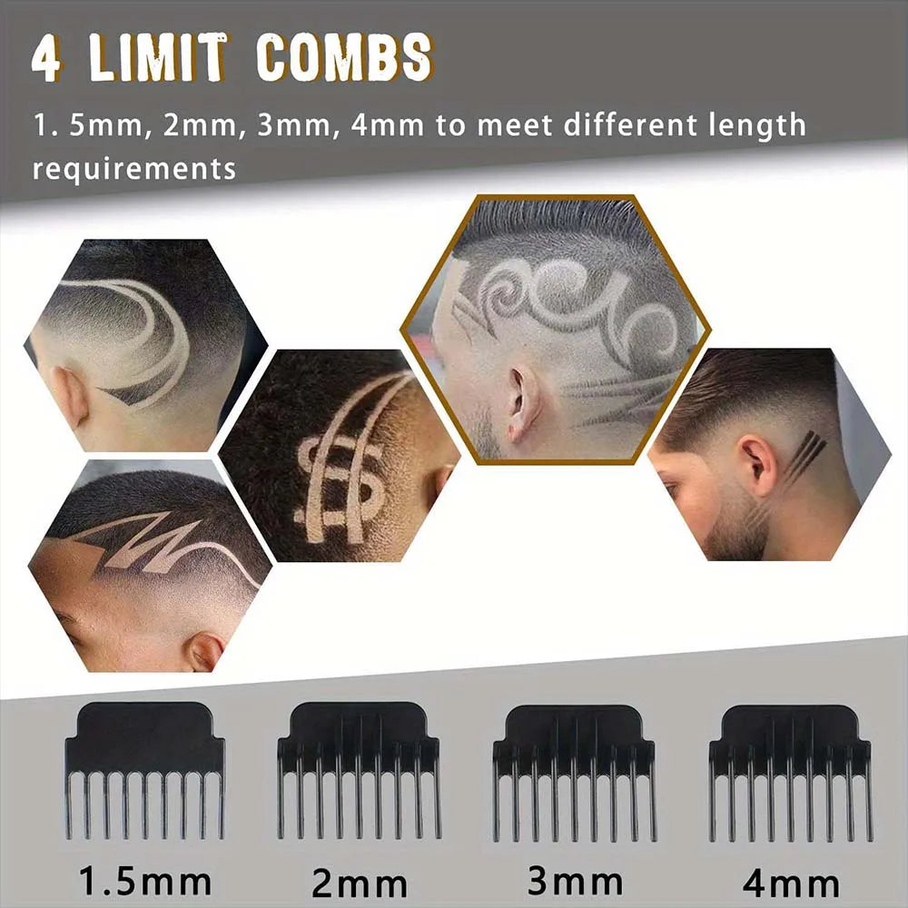 Retro T9 Electric Hair Clipper & Beard Trimmer - LCD Display, USB Rechargeable,   Professional Barber Kit with 4 Guide Combs for Men's Haircut & Styling