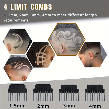Retro T9 Electric Hair Clipper & Beard Trimmer - LCD Display, USB Rechargeable,   Professional Barber Kit with 4 Guide Combs for Men's Haircut & Styling