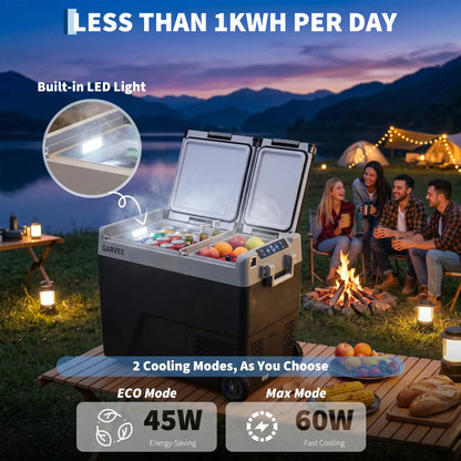 40QT(38L) Car Refrigerator,12/24V DC & 100-240V AC Compressor Electric Cooler,Dual Zone,APP Control,-4℉-68℉,Portable Refrigerator with Wheels for Outdoor Camping,Travel Vehicles Home Use