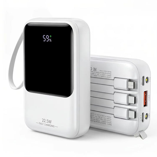 10000mAh Portable Power Bank for Universal Devices Super Fast Charging with Built-in Cable Large Capacity Power Bank for All Smartphones