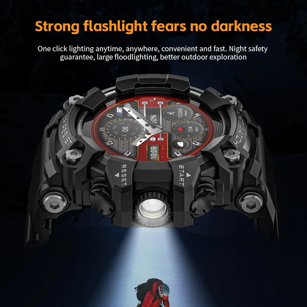 LOKMAT New ATTACK Outdoor Sport Smart Watch Wireless Calls Message Push Rugged Smartwatches Flashlight Fitness Tracker for Phone