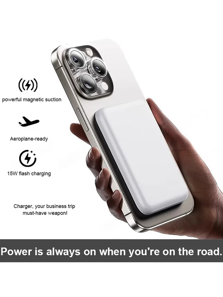 Magnetic Wireless Power Bank, 15W Wireless Quick Charge & 22.5W PD Wired Fast Charging Portable External Battery Pack Compatible with Smartphones