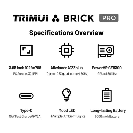 TRIMUI BRICK PRO Retro Handheld Game Console Portable Video Player Linux System Open Source 3.95 Inch Palm Phone Games Gifts 5000mAh BT