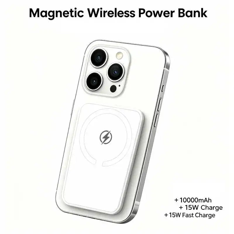 Ultra Slim 10000mAh Magnetic Power Bank 15W Wireless 25W PD Fast Charge Portable Battery Pack for iPhone 17 16 15 14 MagSafe Compatible