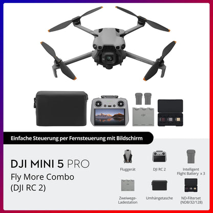 DJI Mini 5 Pro Camera Drones ActiveTrack 360° Ultra-Light Foldable with 1-Inch CMOS 4K Camera Drone Omnidirectional Obstacle Sensing 225° Gimbal 20km Transmission With Mini 5 Pro Accessories for Beginners
