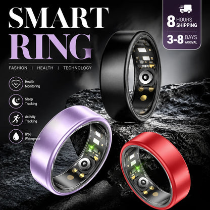 New Smart Ring with Case Heart Rate Blood Pressure Sleep Monitoring GPS Tracking IP68 Waterproof Men Women Smart Rings Gift Ring