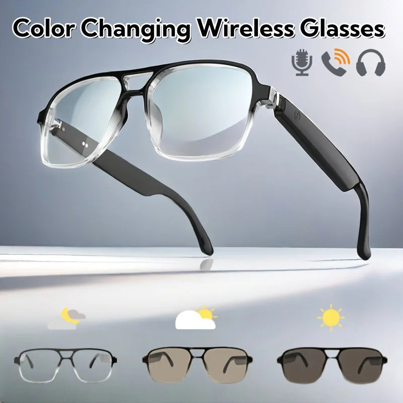 Shuangqiao Wireless Smart Glasses with Photochromic Lenses, Blue Light and UV Protection Sunglasses - Listen to Music / Answer Calls / Voice Assistant