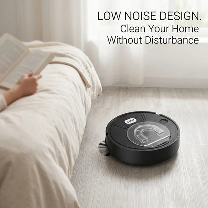 Robot Vacuum Cleaner, 3-in-1 Sweeping Mopping Suction, 7.1cm Ultra-Thin Automatic Smart Floor Cleaner, USB Rechargeable, Low Noise, Dual Side Brushes for Pet Hair, Hardwood Floors and Home Office
