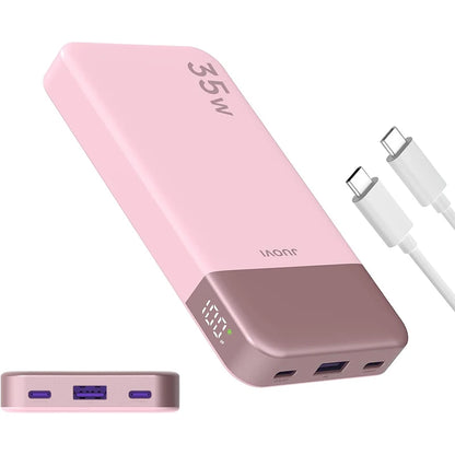 JUOVI Power Bank 10000mAh 35W External Battery Quick Charge Portable Charger PD 3.0 and QC 4.0 USB C Portable Battery for iPhone 17 16 15 14 13 Series Galaxy Tablets Etc