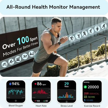 Bluetooth Smartwatch with Fitness Tracker, Answer/Call, Waterproof and Health Monitoring