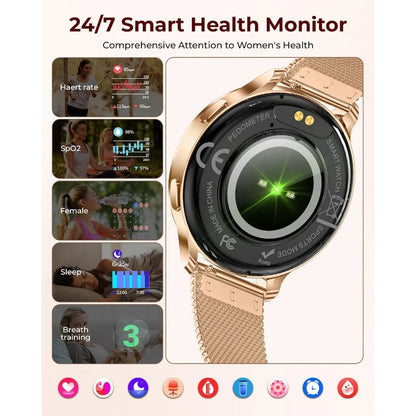 1.27" HD Fitness Tracker for Women: 4 Bands, Necklace, Heart Rate, 120+ Modes, Call & Notifications, Android & iPhone, 40mm