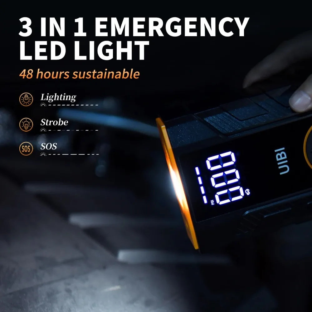 4-IN-1 Car Jump Starter with Air Compressor Peak 1500A Auto Battery Booster 150PSI Air Pump Portable Power Bank Tire Inflator