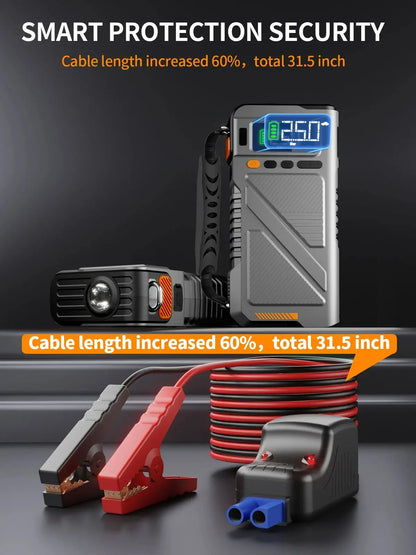 9000A Jump Starter With Air Compressor,7 In 1 Function Jump Box 150PSI Jump Starter Battery Pack With Digital Tire Inflator, Ca