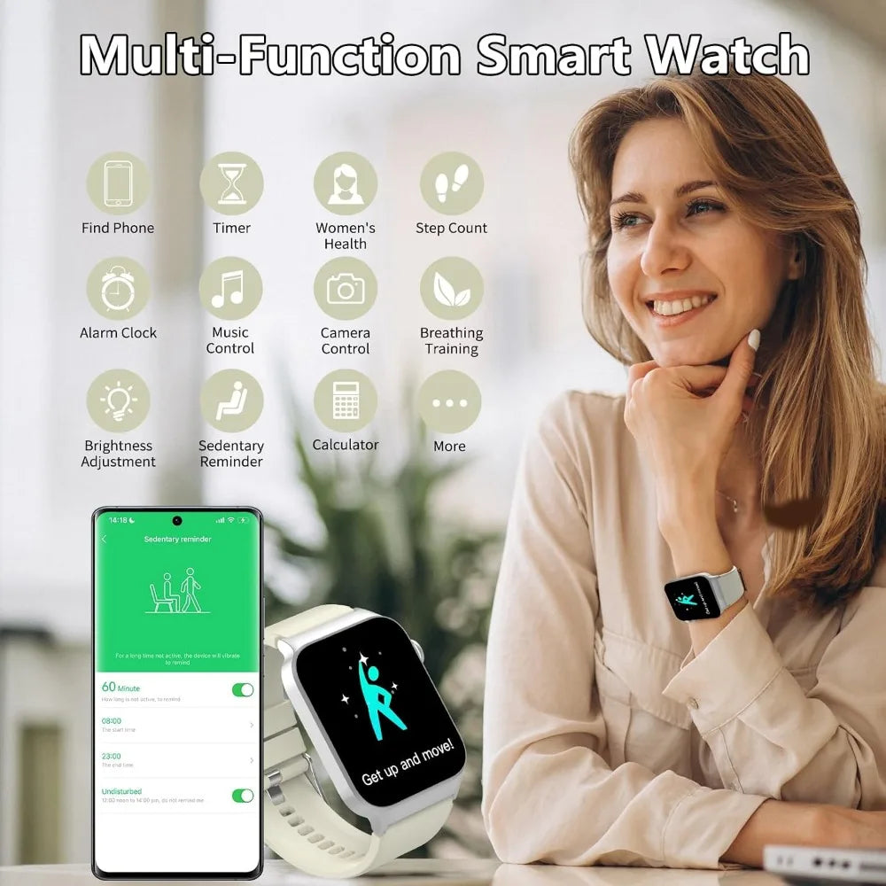 HD Screen, Bluetooth Smartwatch: HR Monitor, Sleep Tracker, 110+ Sport Modes, Water-Resistant Fit Watch for Android/iOS