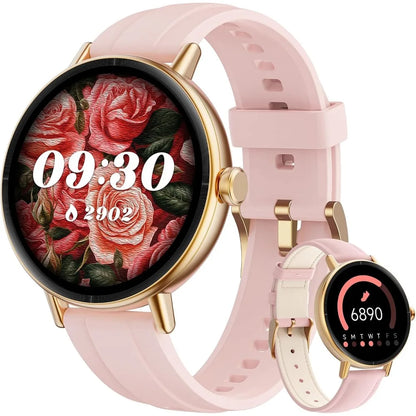 Women's 40mm Smart Watch: Activity Tracker, 101+ Sports Modes, Multi-Function Monitor, 2 Bands, IP68, Pink