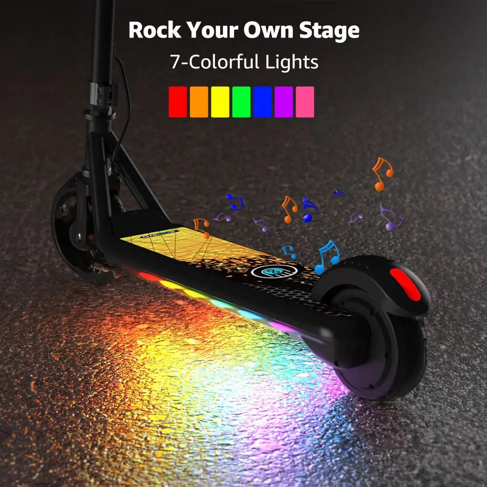 GYROOR Electric Scooter for Kids Age 6-12, 150W Motor 10mph Speed Electric Scooter with Adjustable Handlebar and LED Lights