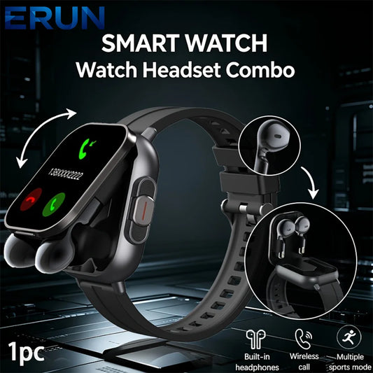 2-in-1 Smart Watch with Hidden Wireless Earbuds Compatible for Android/iOS, Wireless Smartwatch with AI Translation, -Screen HD Display, Watch Faces, Music Playback, Payment System & Real-Time Alerts Suitable for Men and Wome