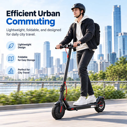 Adult Electric Scooter 8.5" Honeycomb Solid Tire Fast Charging LED Light Portable Folding E-Scooter for City Travel