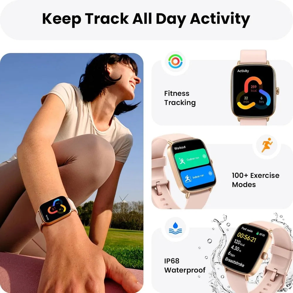 Women's Watch, 2 Bands, 100+ Modes, Fitness Tracker, Heart Rate, Sleep Monitor, 3ATM Waterproof, 10-Day Battery, Fast Charge