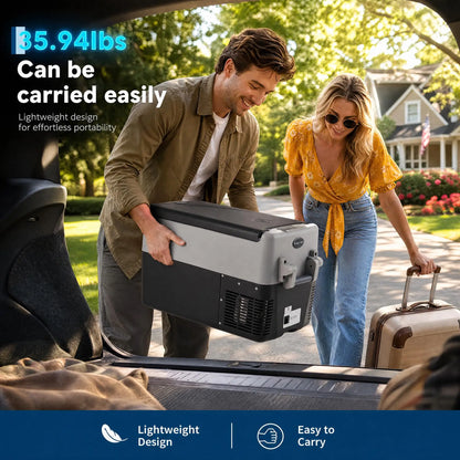 Portable Car Refrigerator 53QT Dual Zone 12V Fridge Freezer With App Control 12/24V DC And 110-240V AC Portable Cooler For Camping Fishing Travel And Home Use