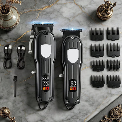 Professional Hair Clipper and Trimmer Set Rechargeable Electric Haircut Machine with LCD Display Barber Shears Grooming Kit for Men,Holiday Gift For Men