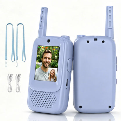 FUNNY PANDA Video Walkie Talkie with 4 Funny Voice Effects, No WiFi Needed, Long Range 600FT Outdoor, HD Camera, USB C Charging, 650mAh Battery, Auto Pair, Channel Lock - Perfect Gift for Explorers