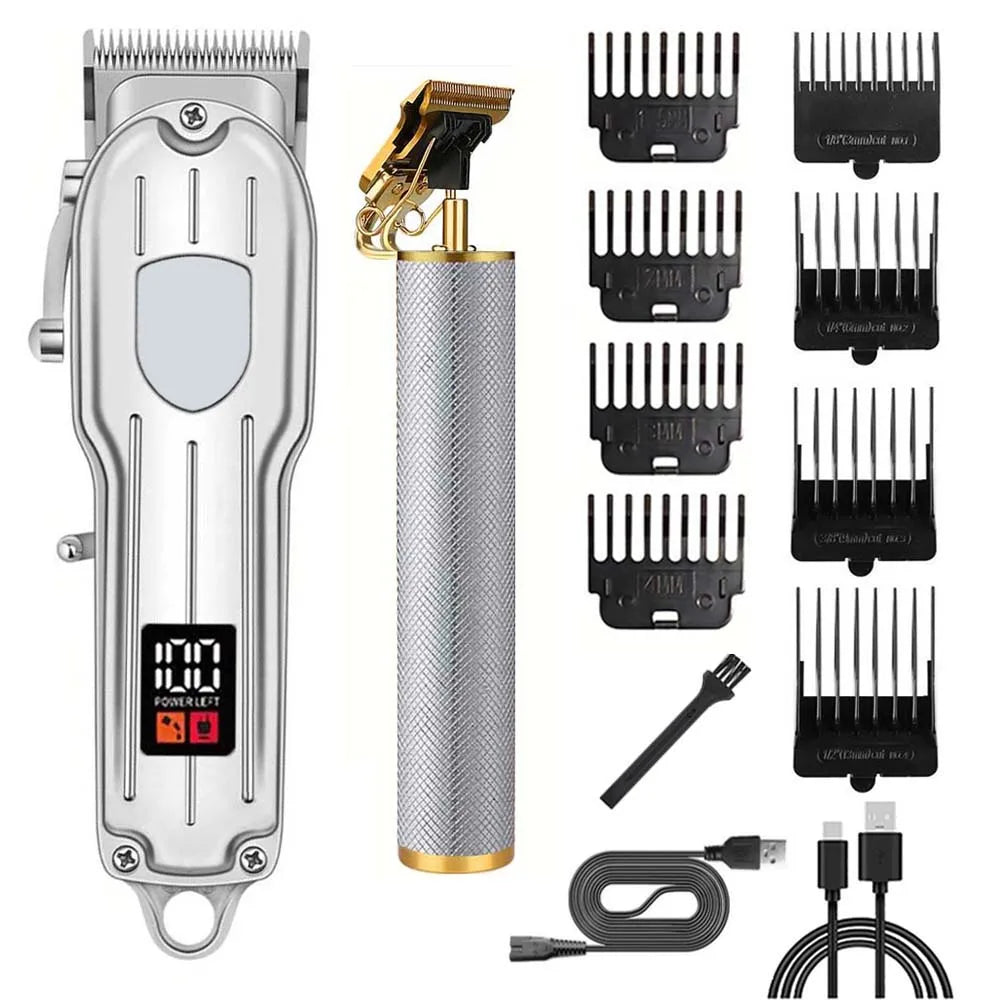 Professional Men's Hair Cutting Kit - 1/2/3pcs Electric Clippers & Trimmers Set with Foil Shaver, Barber Scissors, Combs - Rechargeable Beard Trimmer for Precision Fading & Zero Gap Carving