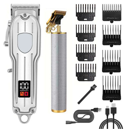 Professional Men's Hair Cutting Kit - 1/2/3pcs Electric Clippers & Trimmers Set with Foil Shaver, Barber Scissors, Combs - Rechargeable Beard Trimmer for Precision Fading & Zero Gap Carving