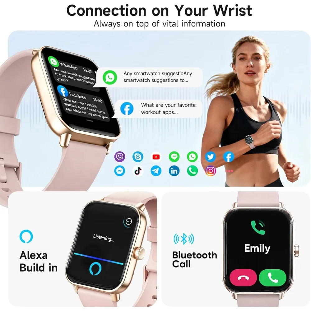 1.85 Inch AMOLED Touchscreen Smartwatch with 110+ Sport Modes, Heart Rate, and IP68 Waterproof