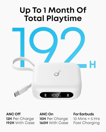 Soundcore P41i by Anker - Adaptive Active Noise Cancellation Earbuds - Portable Phone Charger and Built-in Lightning Adapter - 12H Playtime - 192H - Case - 6-Mic AI Clear Calls - IPX5 (Brand New)