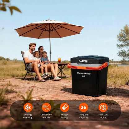 26L Portable Car Cooler & Warmer, 12V Electric Refrigerator with AC/DC Power