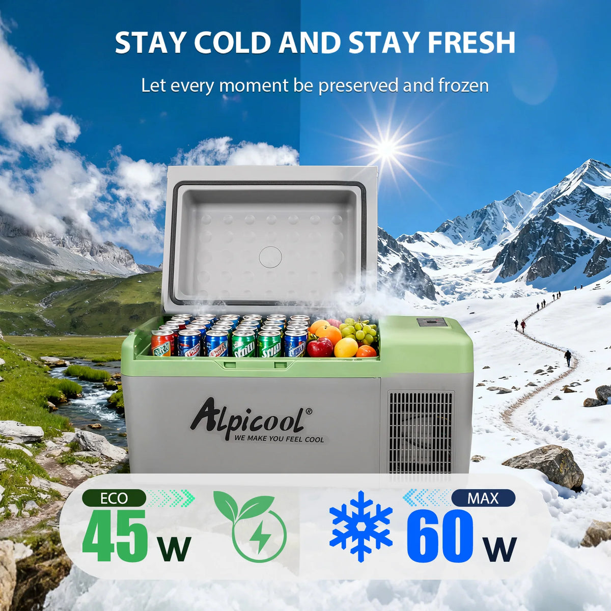 Alpicool Y20T Portable Fridge 12 Volt Car Refrigerator 21 Quart Freezer for Fishing, Camping, RV, Truck, Boat-12/24V DC