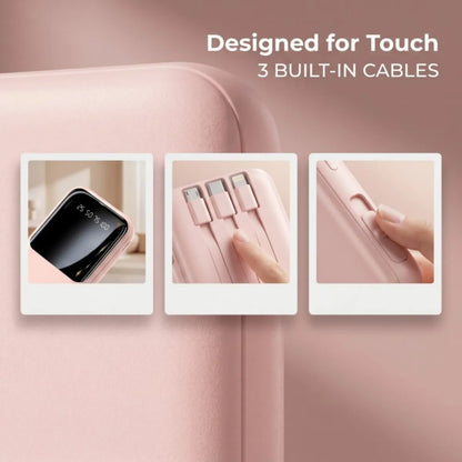 Mini Power Bank with Built‑in Cables, Digital LED Display, Large Capacity Compact Portable Mobile Charger for Phone