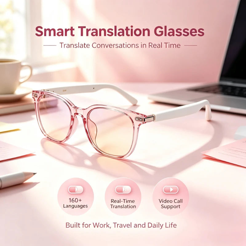 Smart translation glasses that change color, supporting real-time conversation in 160 languages; Bluetooth audio glasses suitable for driving and cycling, designed for both men and women
