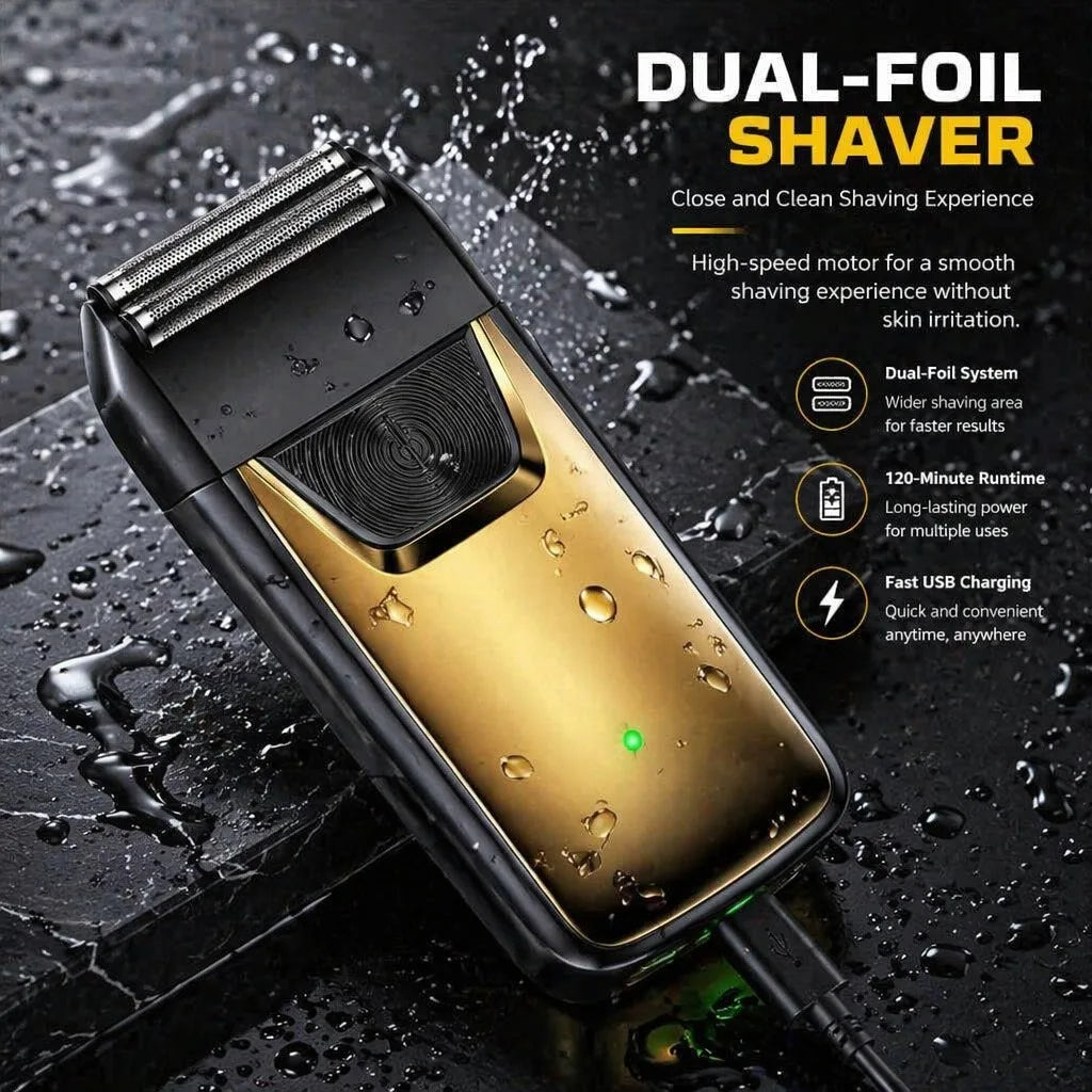 Professional 3-in-1 Hair Clipper Trimmer Set for Men - Electric Shaver Rechargeable Grooming Kit with LED Display Beard Trimming Machine
