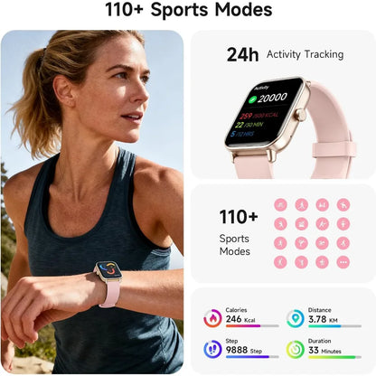 1.85 Inch AMOLED Touchscreen Smartwatch with 110+ Sport Modes, Heart Rate, and IP68 Waterproof