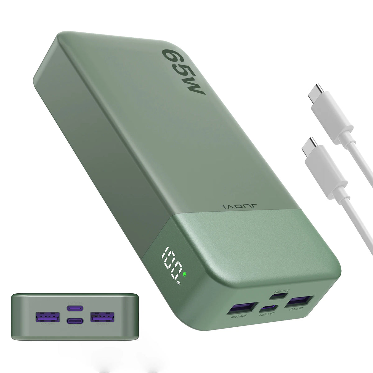 JUOVI Portable Charger 65W 20000mAh Power Bank Compact USB C Laptop Power Bank Fast Charging Battery Pack for Laptop MacBook Dell XPS iPad Tablet Steam Deck iPhone Series Samsung Switch