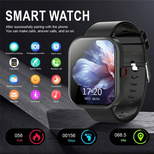 2026 Smart Watch with Wireless Calling, Weather Forecast & Sports Mode, DIY Wallpaper SMS Alerts Silicone Strap for Men Women