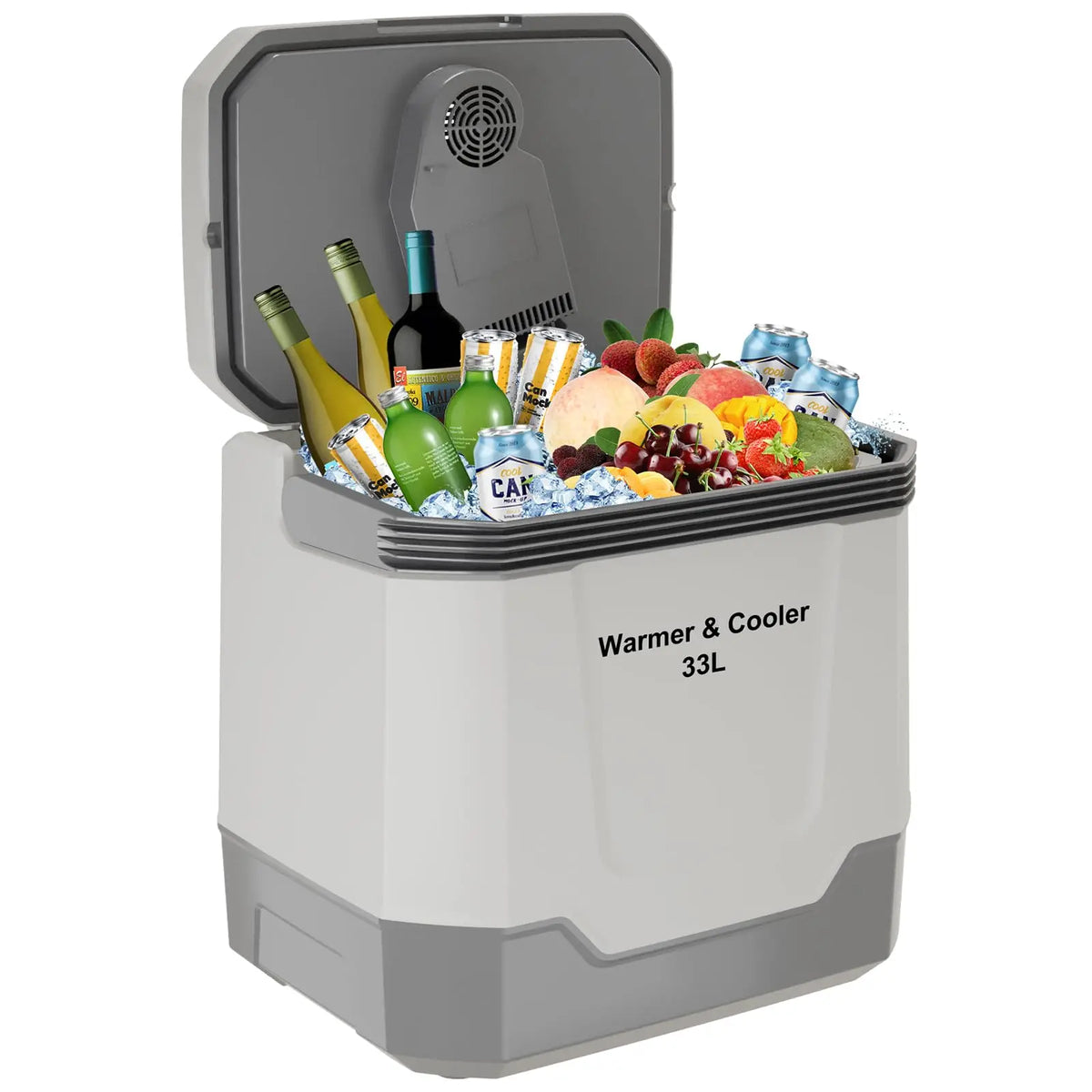 Portable 35QT Plug In Electric Cooler Warmer, 12V/110V Car Travel Cooler With Locking Handle For Camping Beach Picnic Food Home