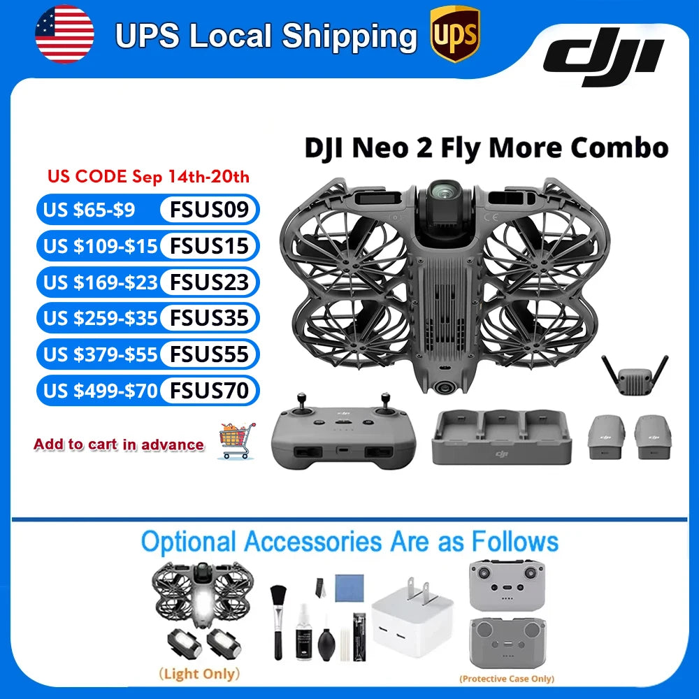 DJI Neo 2 Fly More Combo Drones with a Camera & 3 Batteries Charging Hub Optional Accessory Kit 151g 4K 100FPS Slow Motion Omnidirectional Obstacle Sensing