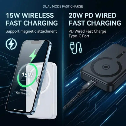 Magnetic Wireless Power Bank 10000mAh 25W Fast Charging Portable Charger Compatible with iPhone 17/16/15/14/13/12/11 Pro Max MagSafe Battery Pack for Trave