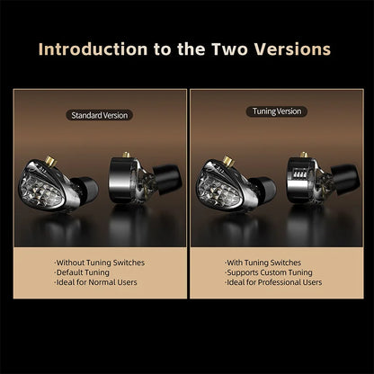KZ ZA12 In Ear Earphones Wired IEM Headphones 2DD 4BA Hybrid Earbuds With 4 Step Tuning Switch Silver Plated Detachable Cable HiFi Audio For Audiophiles Musicians Gaming
