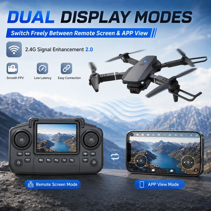 Screen Control Drone Optical Flow Positioning Brushless Motor Dual HD Camera 90° Adjustable 110° Wide Angle 50X Zoom FPV Quadcopter