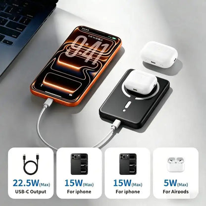Magnetic Wireless Power Bank 10000mAh 25W Fast Charging Portable Charger Compatible with iPhone 17/16/15/14/13/12/11 Pro Max MagSafe Battery Pack for Trave
