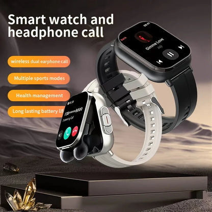 2-In-1 Smart Watch with Earbuds, HD Display, Wireless Calling/Sports Mode/Headphone Control And Connection/Weather Display/Nfc, Fashionable And Useful Smart Watch, Best Holiday Gift, Compatible with Android And Iphone
