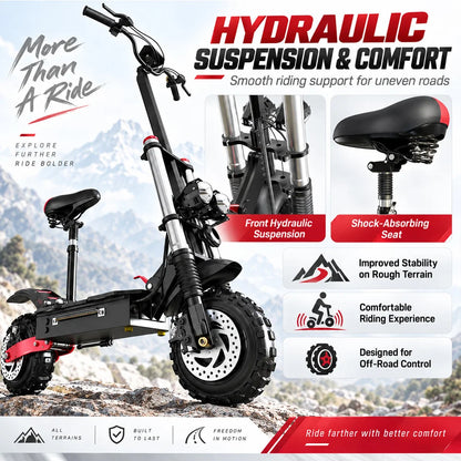 X60 72V 30AH 6000W Dual Motor Electric Scooter 85km/h 90-100km Range 11" Off-Road Tires Overseas Warehouse Shipping