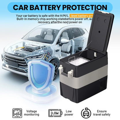 53QT 12V Car Refrigerator 50L Portable Fridge Freezer, 0F-50F Electric Cooler, AC/DC For Truck Boat RV Camping Travel