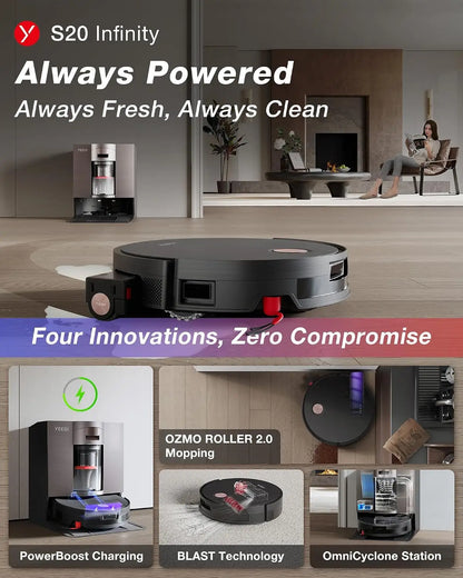 2-in-1 Robot Vacuum and Mop with Cyclone Docking Station, Robotic Vacuum Cleaner and Mopping System