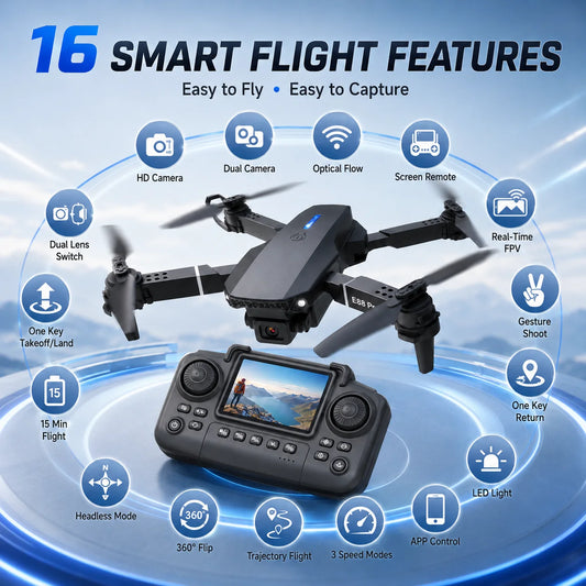 Screen Control Drone Optical Flow Positioning Brushless Motor Dual HD Camera 90° Adjustable 110° Wide Angle 50X Zoom FPV Quadcopter