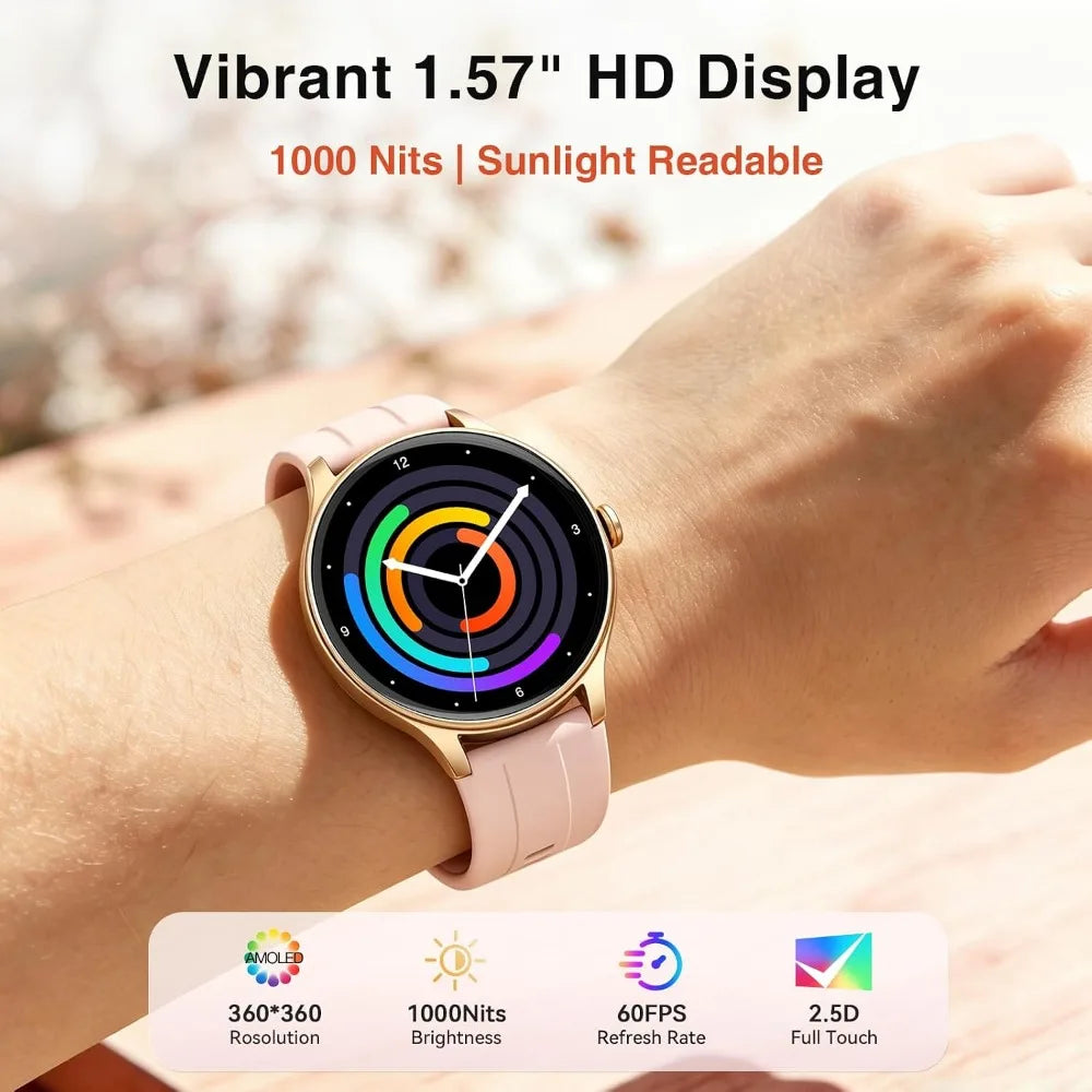 Smart Watch for Women - 1.57" HD Fitness Tracker with Bluetooth, Waterproof, Heart Rate Monitor, AI Voice, 105+ Sports Modes